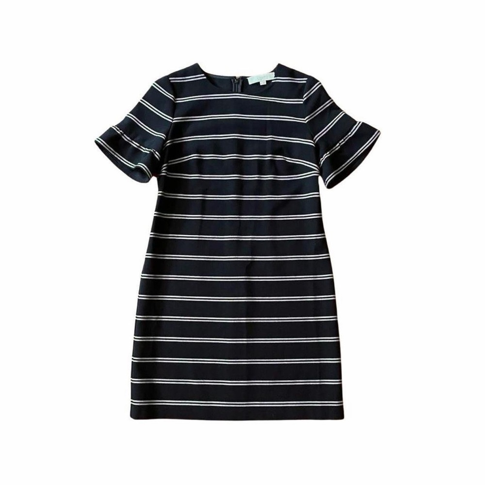 LOFT Black & White Striped Shift Mini Dress - Size 6P